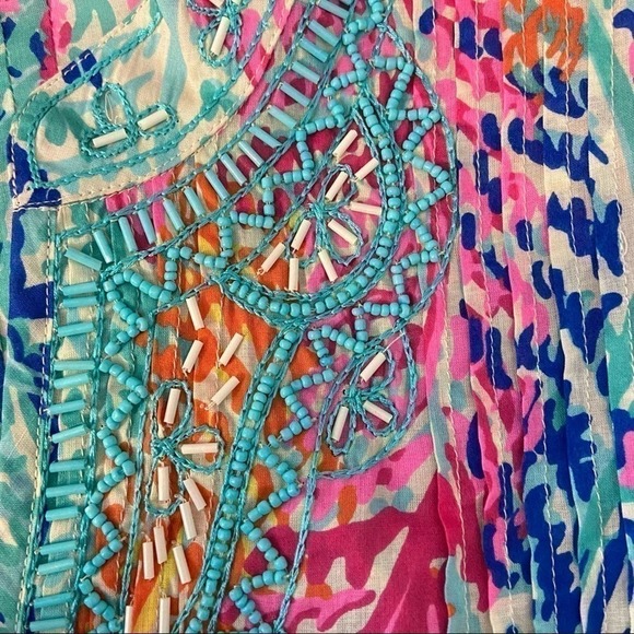 Lilly Pulitzer Sarasota Beaded Tunic Electric Feel Cameo White - Picture 11 of 15